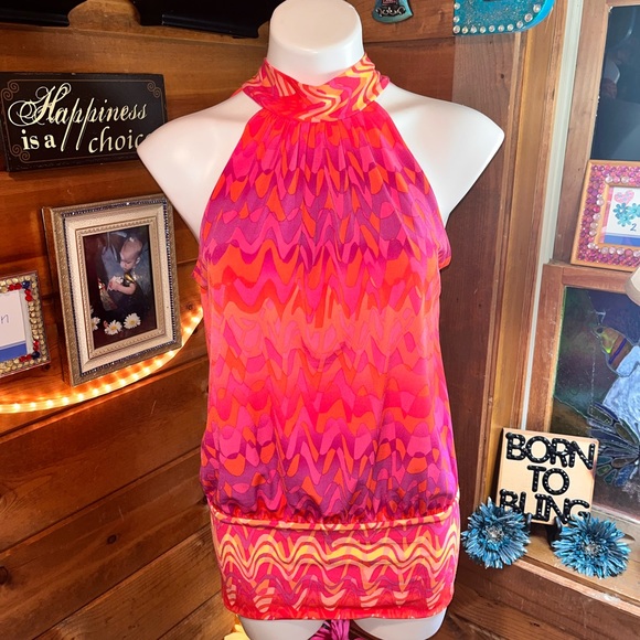 SEXY GORGEOUS SILKY HALTER STYLE TOP tie in back lays perfectly SIMPLY BEAUTIFUL - Picture 9 of 12